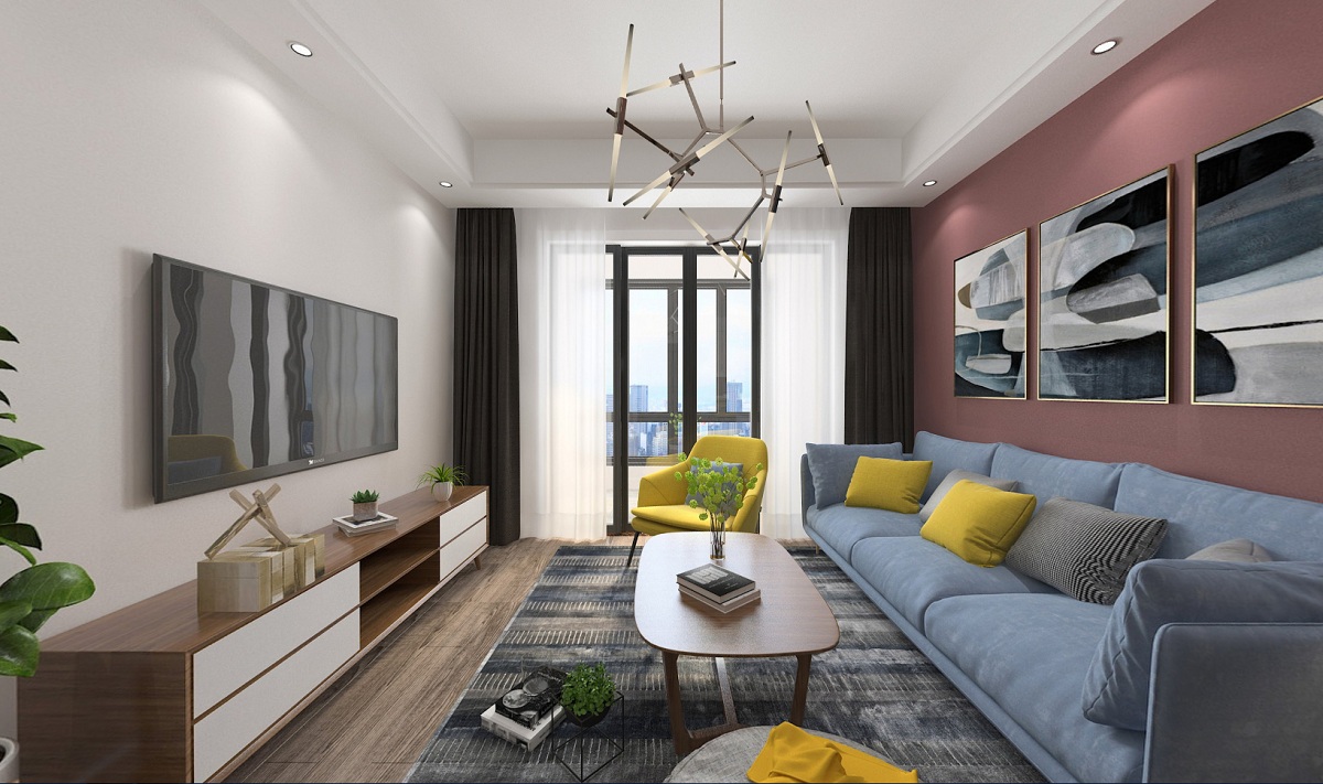 蘇州弘陽上水客廳裝修 蘇州89平米客廳裝修